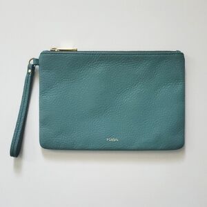 Fossil Teal Pebbled Leather Wristlet